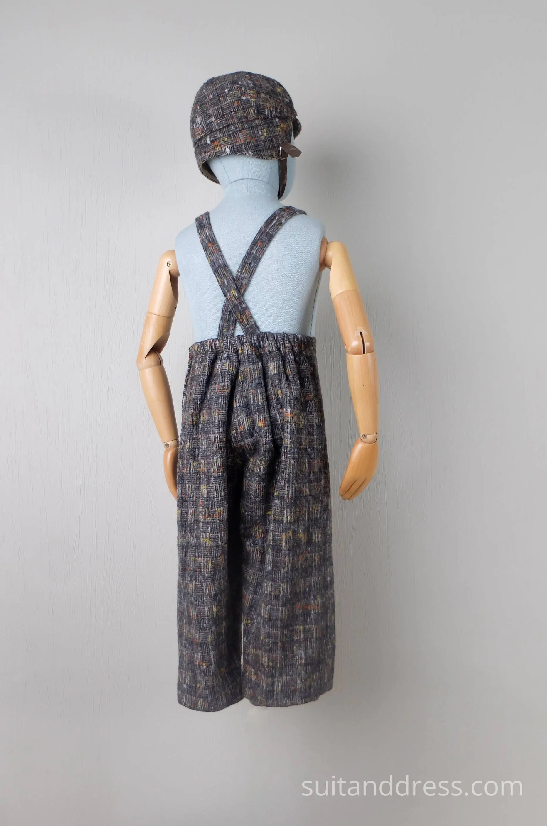 vintage boy's winter trouthers with suspenders, 50's boy wool hat