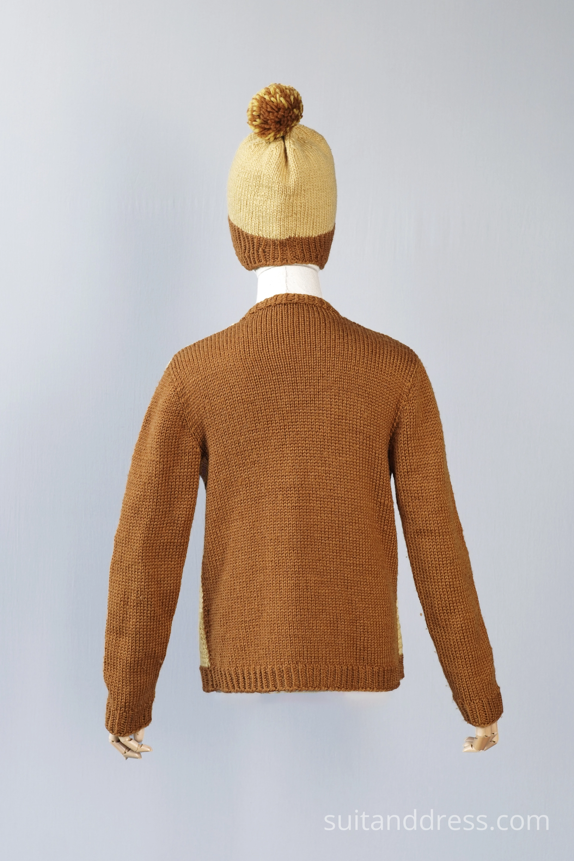 Mid century kids knitted set cardigan and beanie vintage costume rental for films in Riga