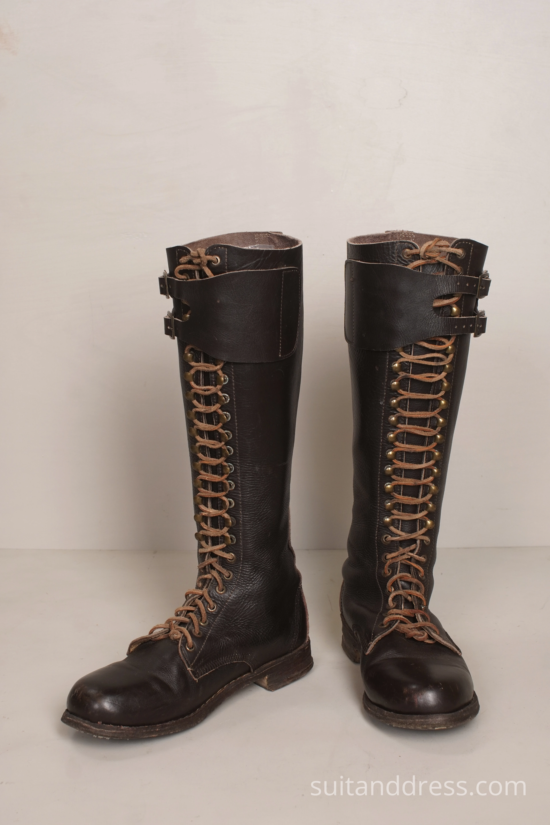Tall lace up mens boots Edwardian style hstorical costume rent vintage fashion rental Riga