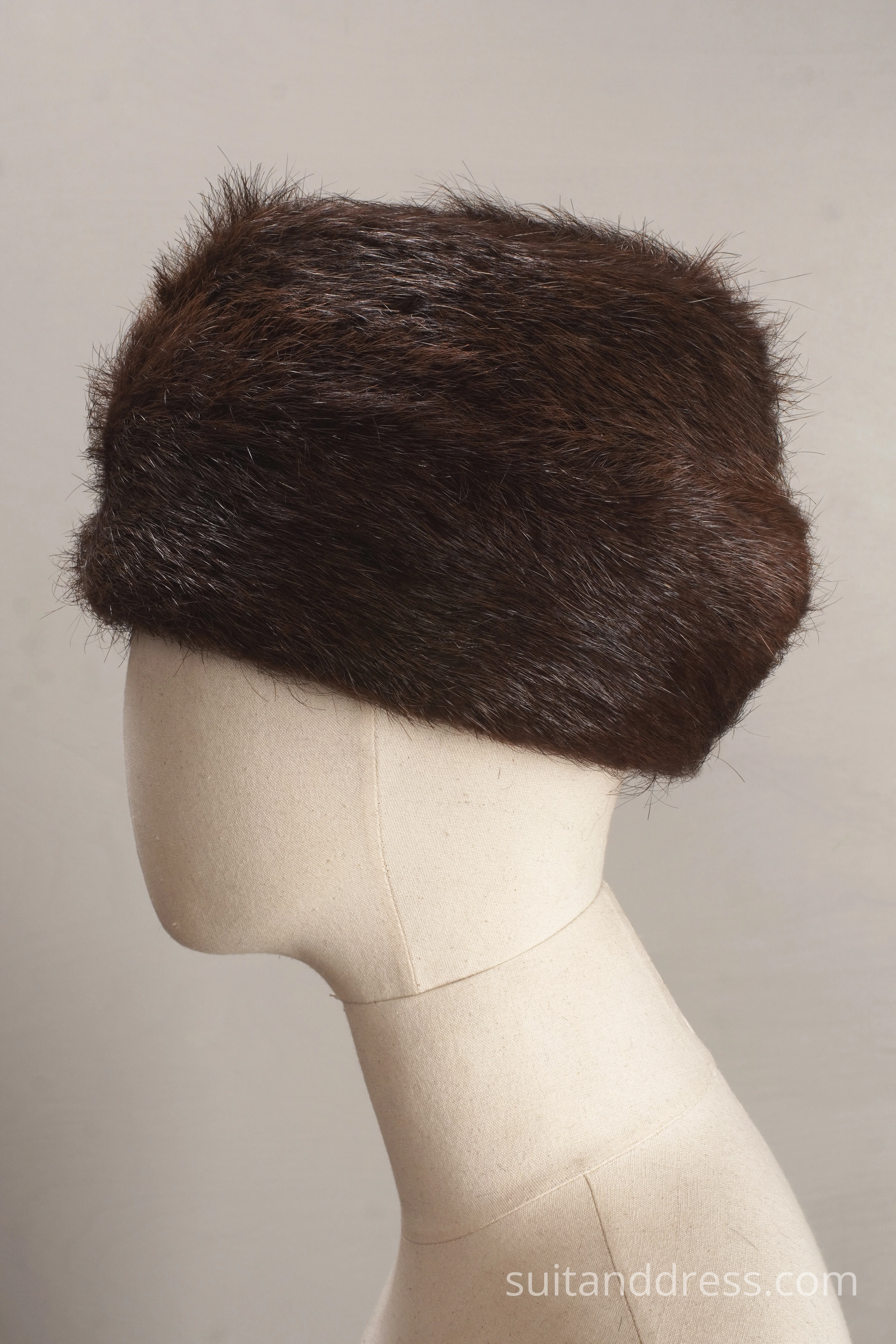 Vintage fur hat brown beaver cossack mid century fashion