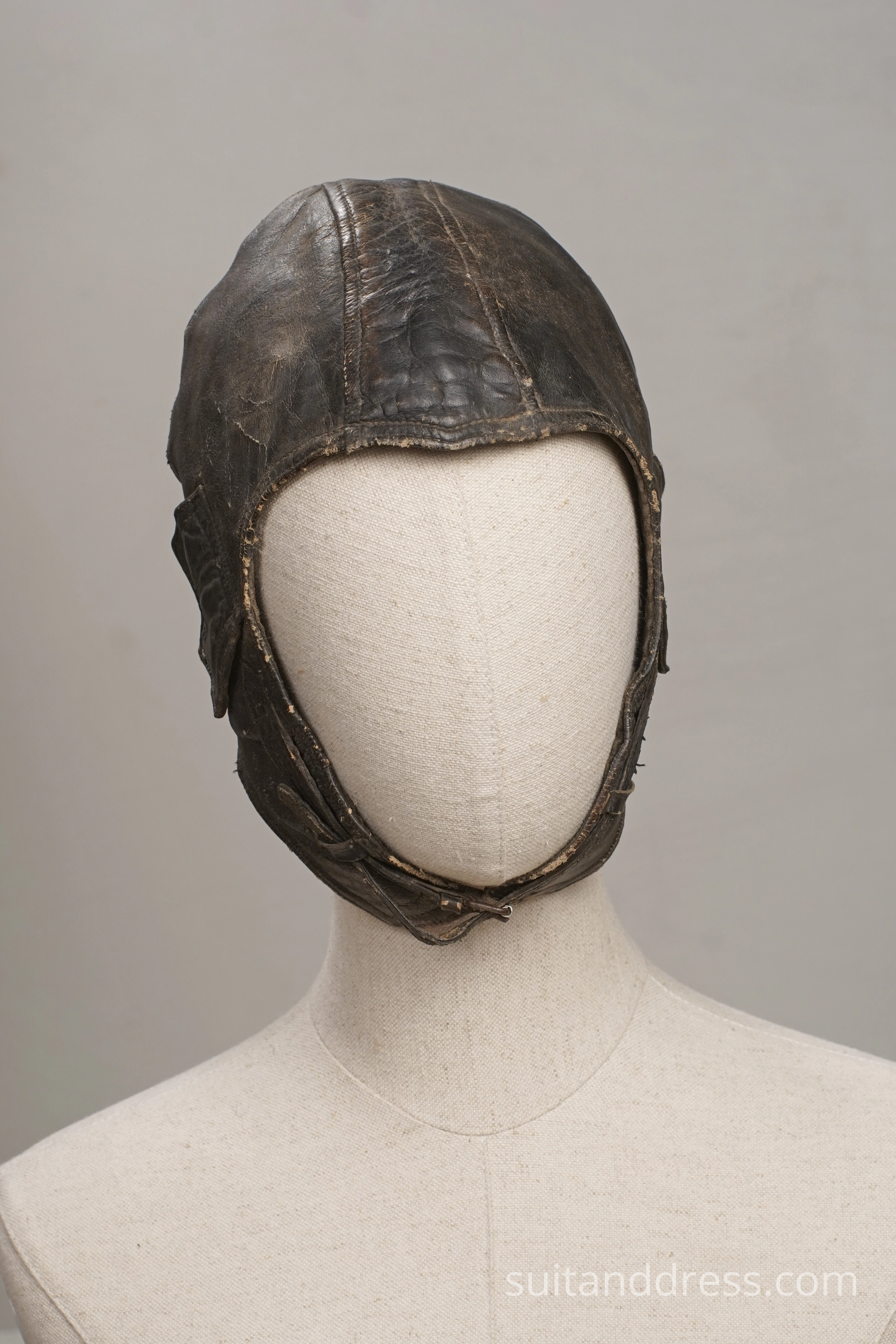 Mid century soviet leather moto aviator cap vintage moto style costume rent Riga