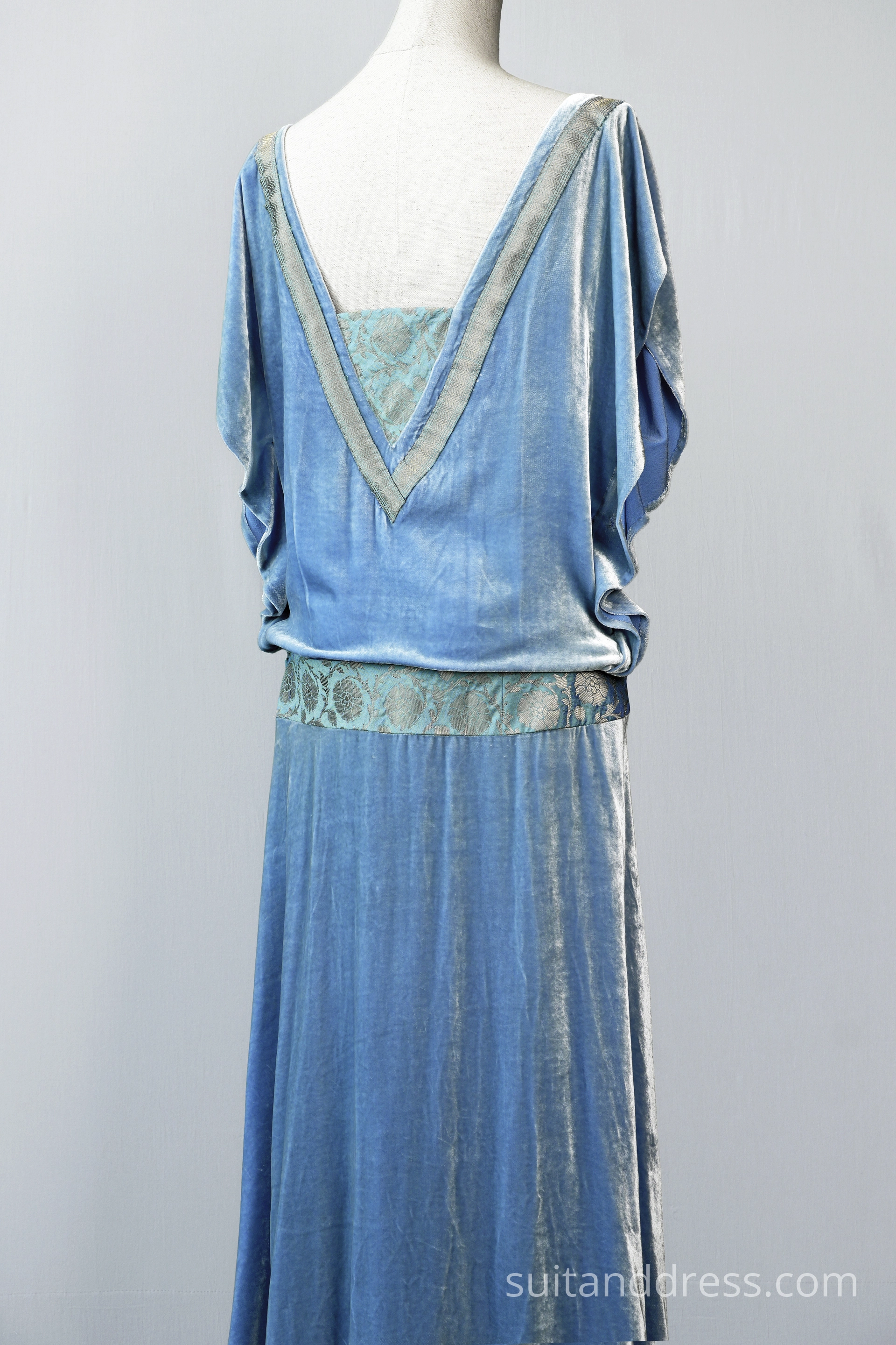 1920s style greek goddess silk velvet dress evening gown 20s party dress vintage costume rental hire for films in Riga Latvia