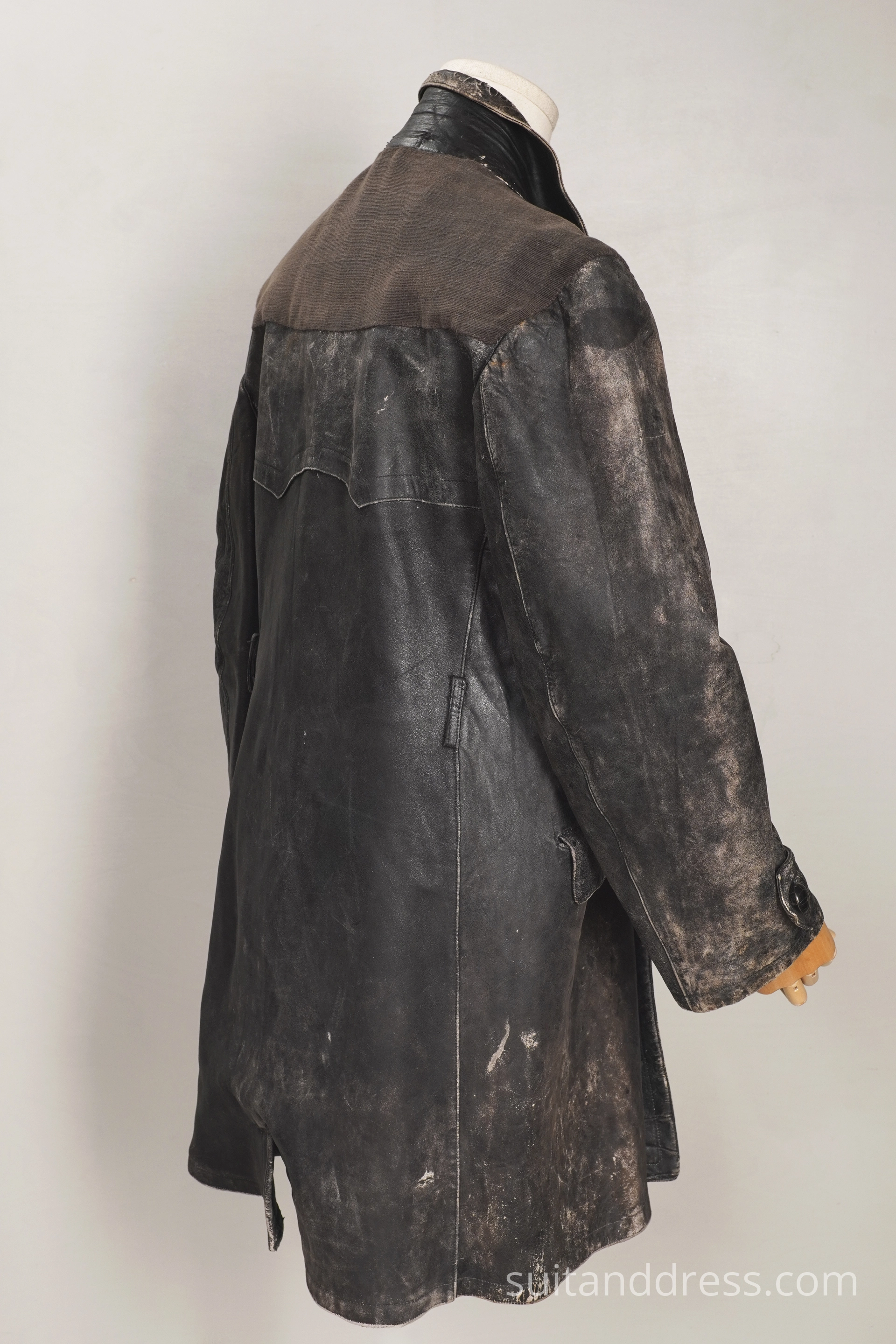 1940s soviet leather coat distressed costume rent in Riga