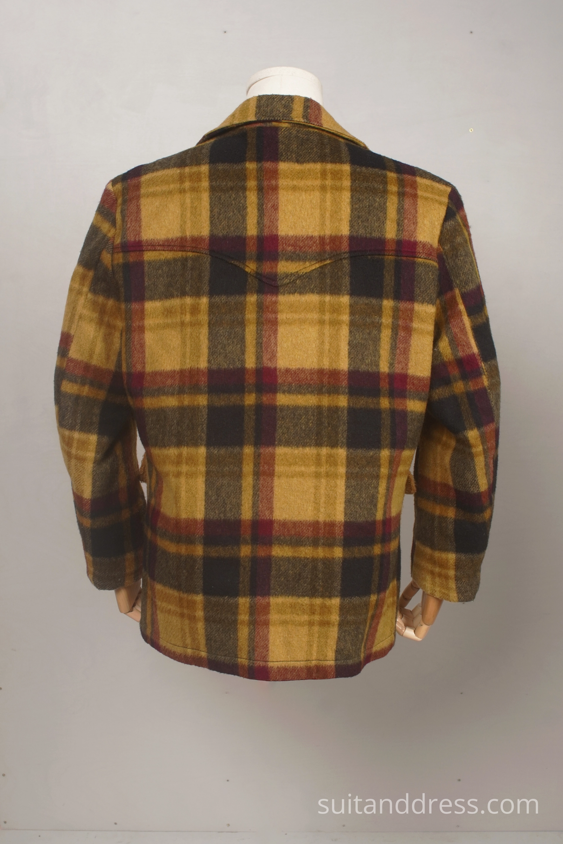 vintage 1970s plaid short coat mustard mid century mens fashion autumn