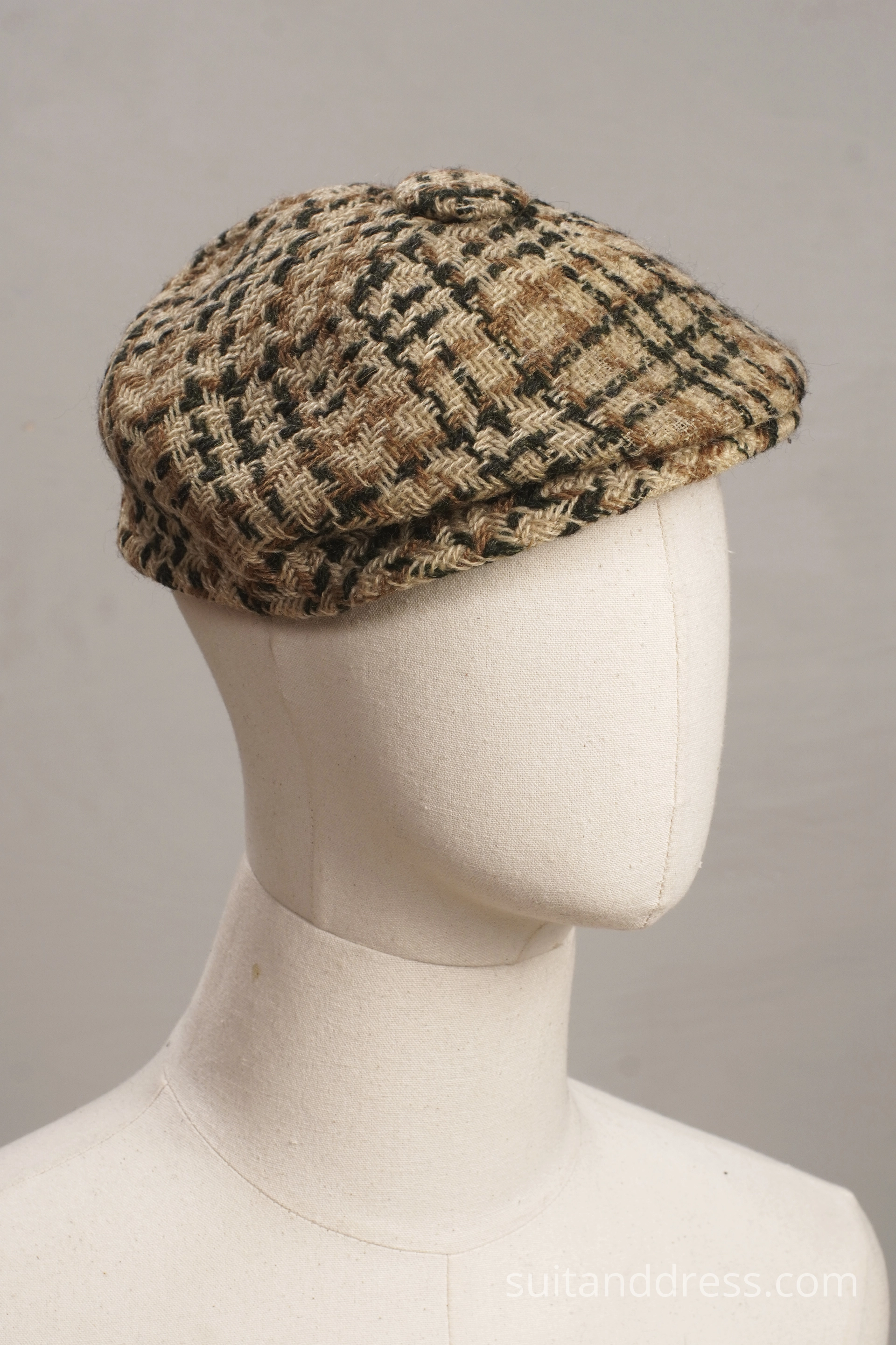 1970s soviet plaid wool flat cap